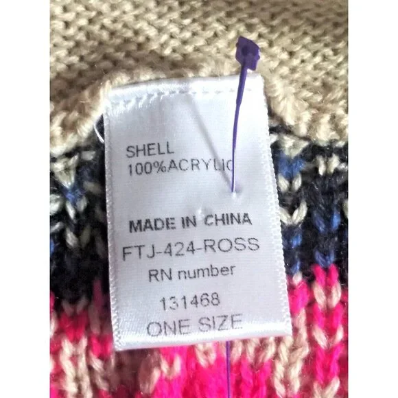 Fate Poncho Shawl Cape Wrap Tan Pink Boho Tribal Native Aztec One Size WARM EUC - Picture 9 of 10